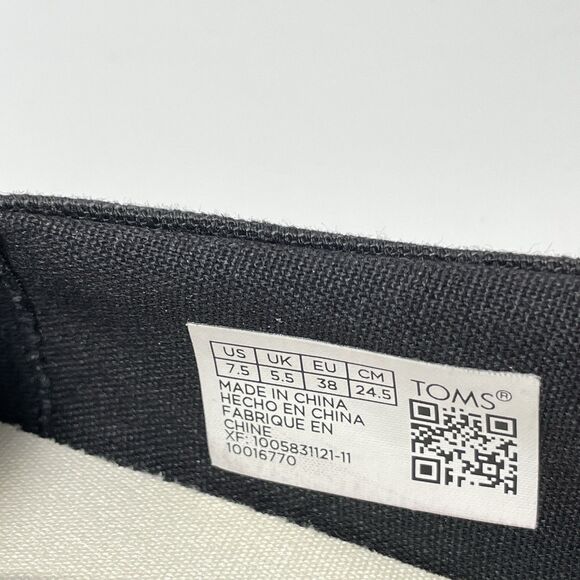 TOMS Parker Womens Platform Slip On Sneaker Flat Sz 7.5 Black - Picture 7 of 8